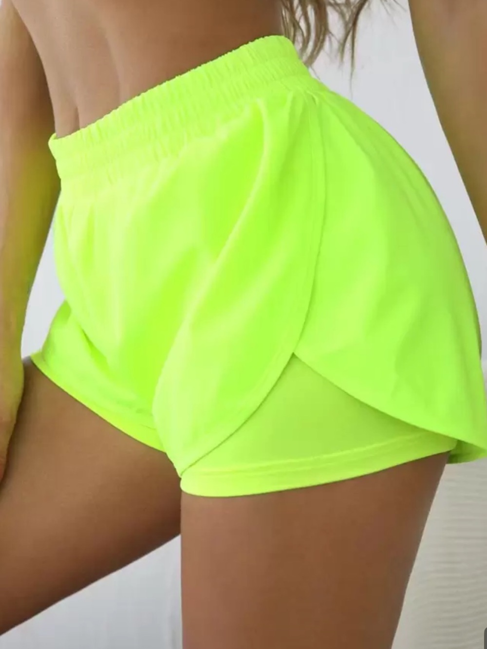 Neon Lime Women’s Athletic Shorts with Inner Liner